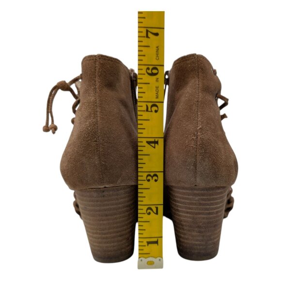 Lucky Brand Hartlee Ankle Boots Womens Brown Suede Leather Open Toe Size 8 - Picture 8 of 12
